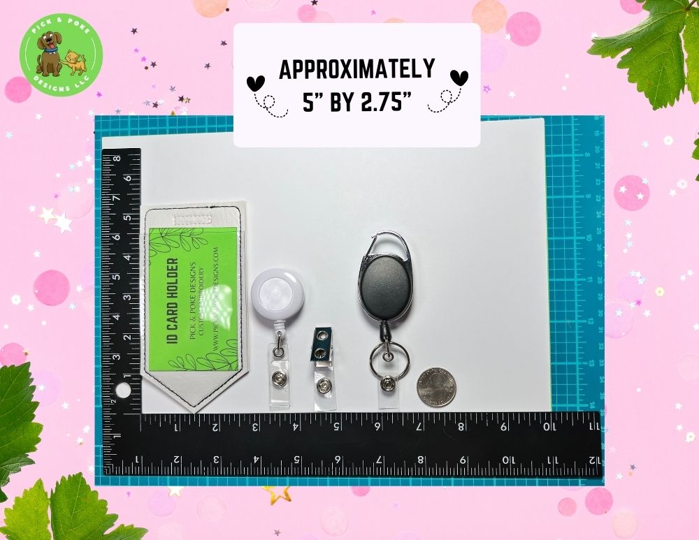 Limited Stock: Pink Pixels Pencil ID Card Badge Holder with Reel or Clip | Faux Leather Vinyl | Vertical Protector Case