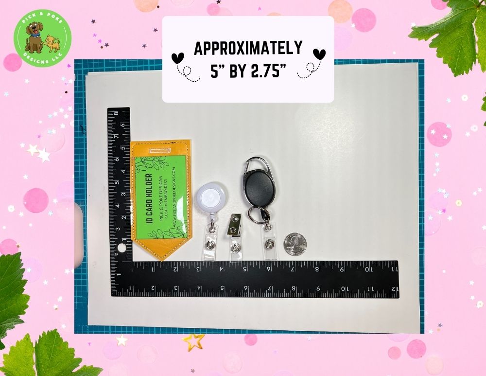 Limited Stock: Yellow Chevon Stripes Pencil ID Card Badge Holder with Reel or Clip | Faux Leather Vinyl | Vertical Protector Case