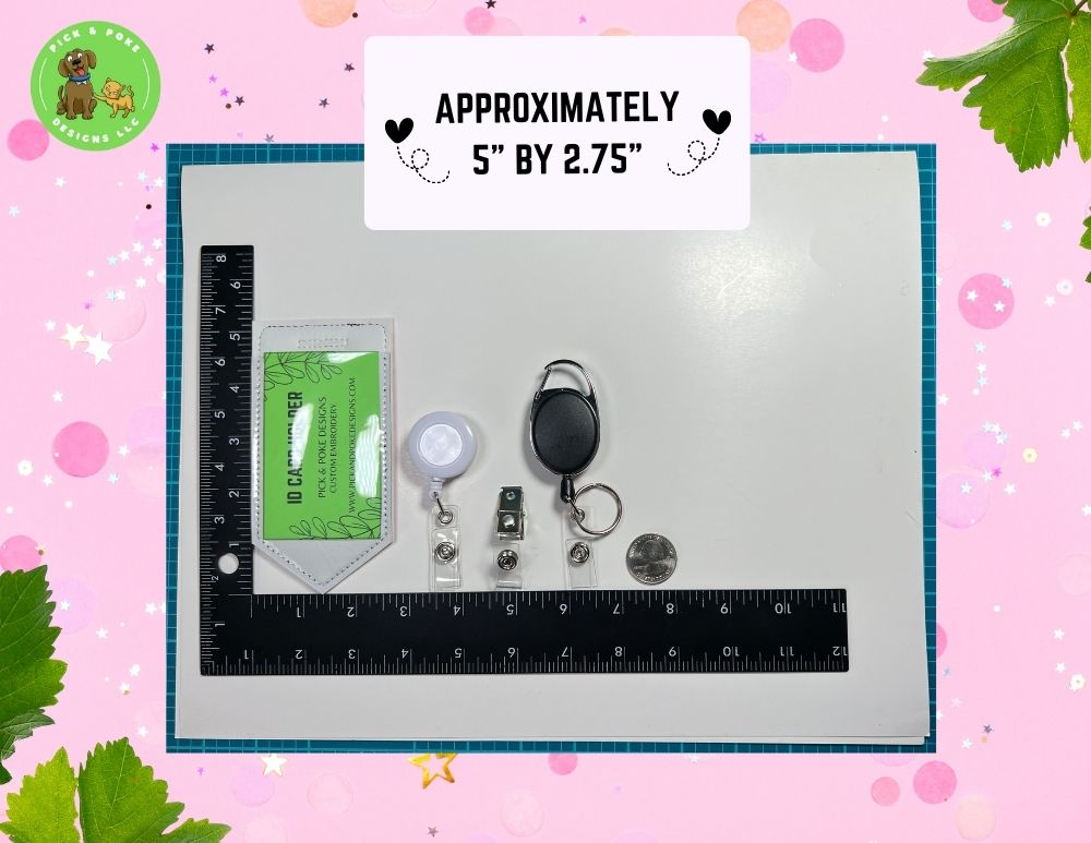 Limited Stock: Pink Chevron Stripes Pencil ID Card Badge Holder with Reel or Clip | Faux Leather Vinyl | Vertical Protector Case