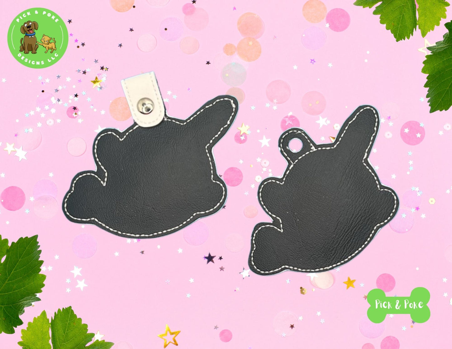 In the Hoop Embroidery Project Kawaii Narwhal Unicorn Snap Tab and Eyelet Key Fob Design (Digital Download)