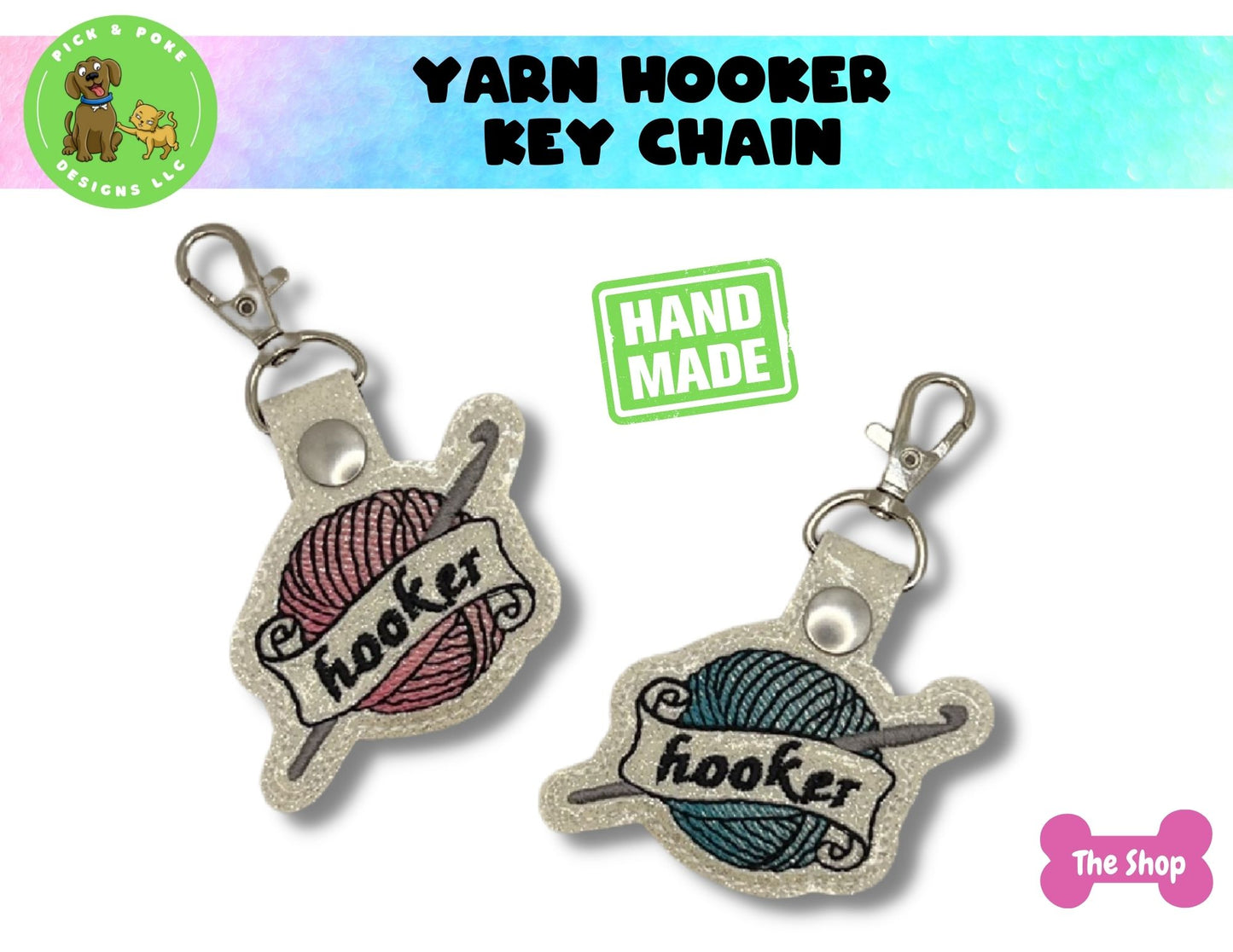 Crochet Yarn Hooker Snap Tab Key Chain | Handmade Gifts