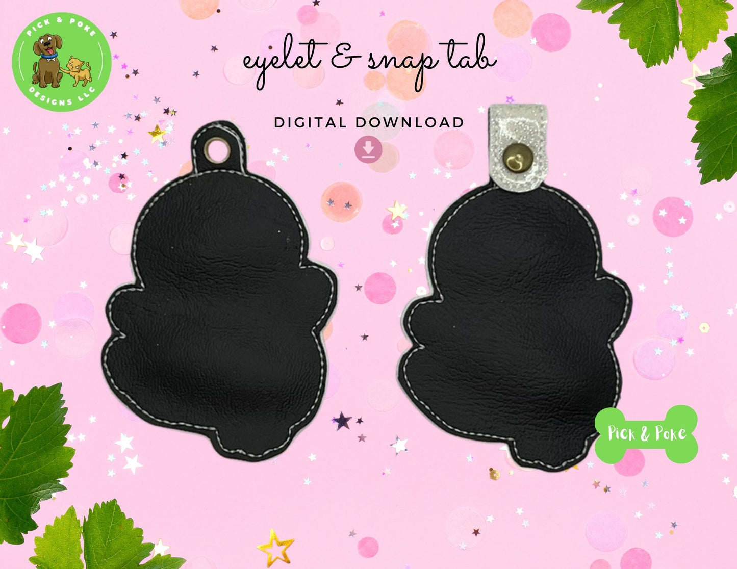 In the Hoop Embroidery Project Cute Penguin Wearing a Bow Snap Tab and Eyelet Key Fob ITH Design (Digital Download)