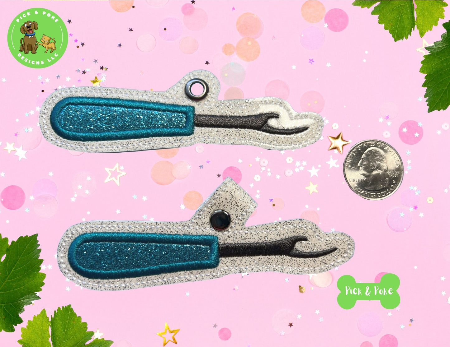 In the Hoop Embroidery Project Applique Seam Ripper Snap Tab and Eyelet Key Fob (Digital Download)