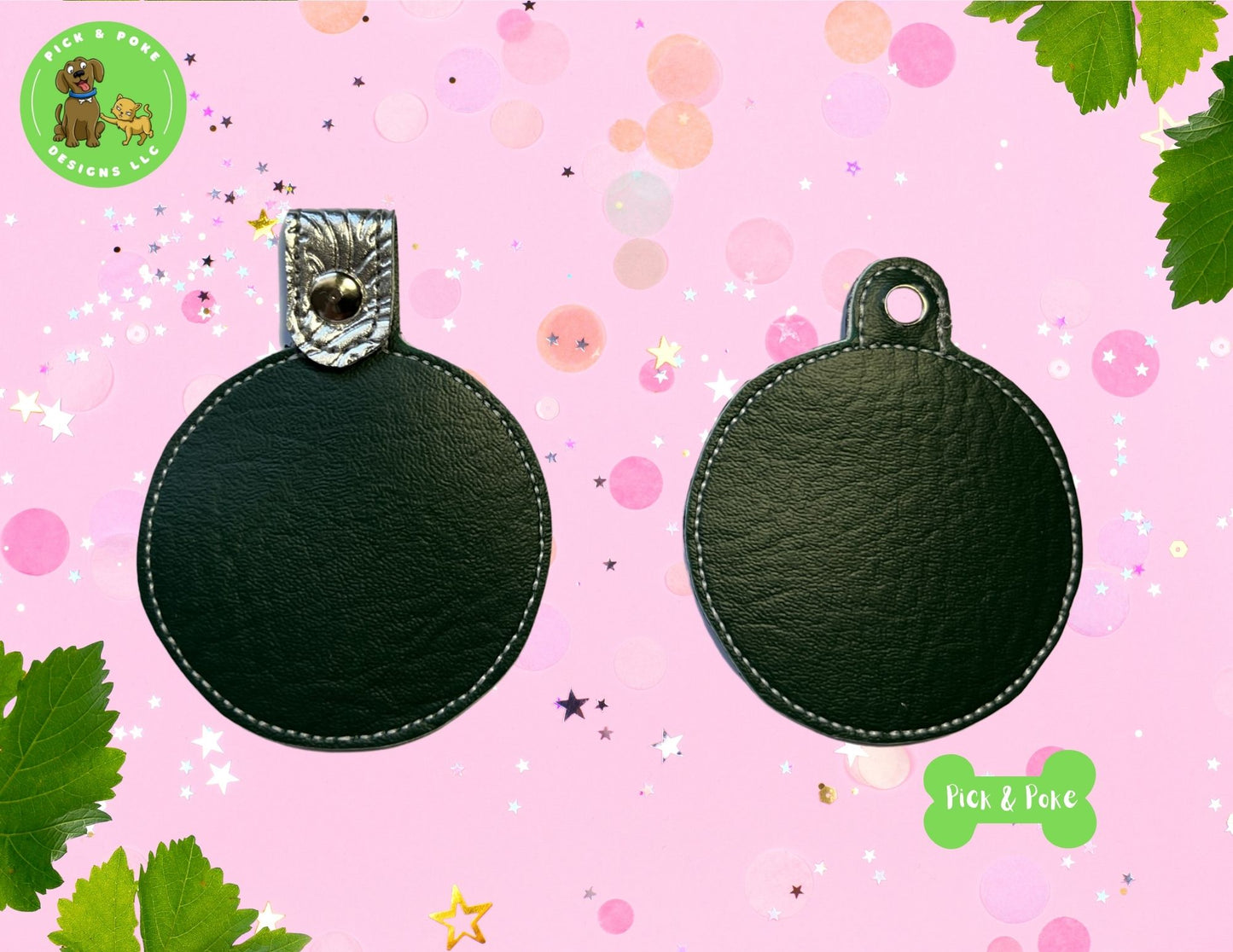 In the Hoop Embroidery Project Applique Power Button / Snap Tab and Eyelet Key Fob