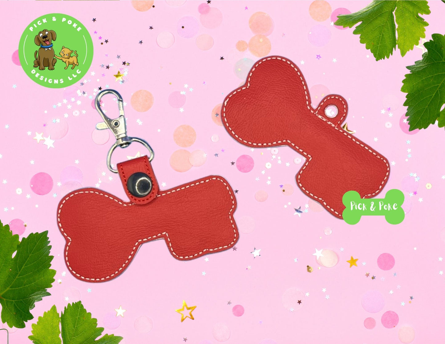 In the Hoop Embroidery Project Heart Shaped Key Snap Tab and Eyelet Set