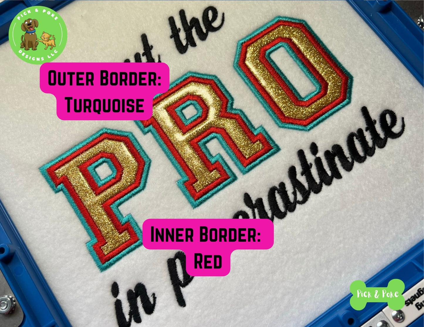 Embroidered I Put the Pro in Procrastinate Gold Glitter Crewneck Sweatshirt