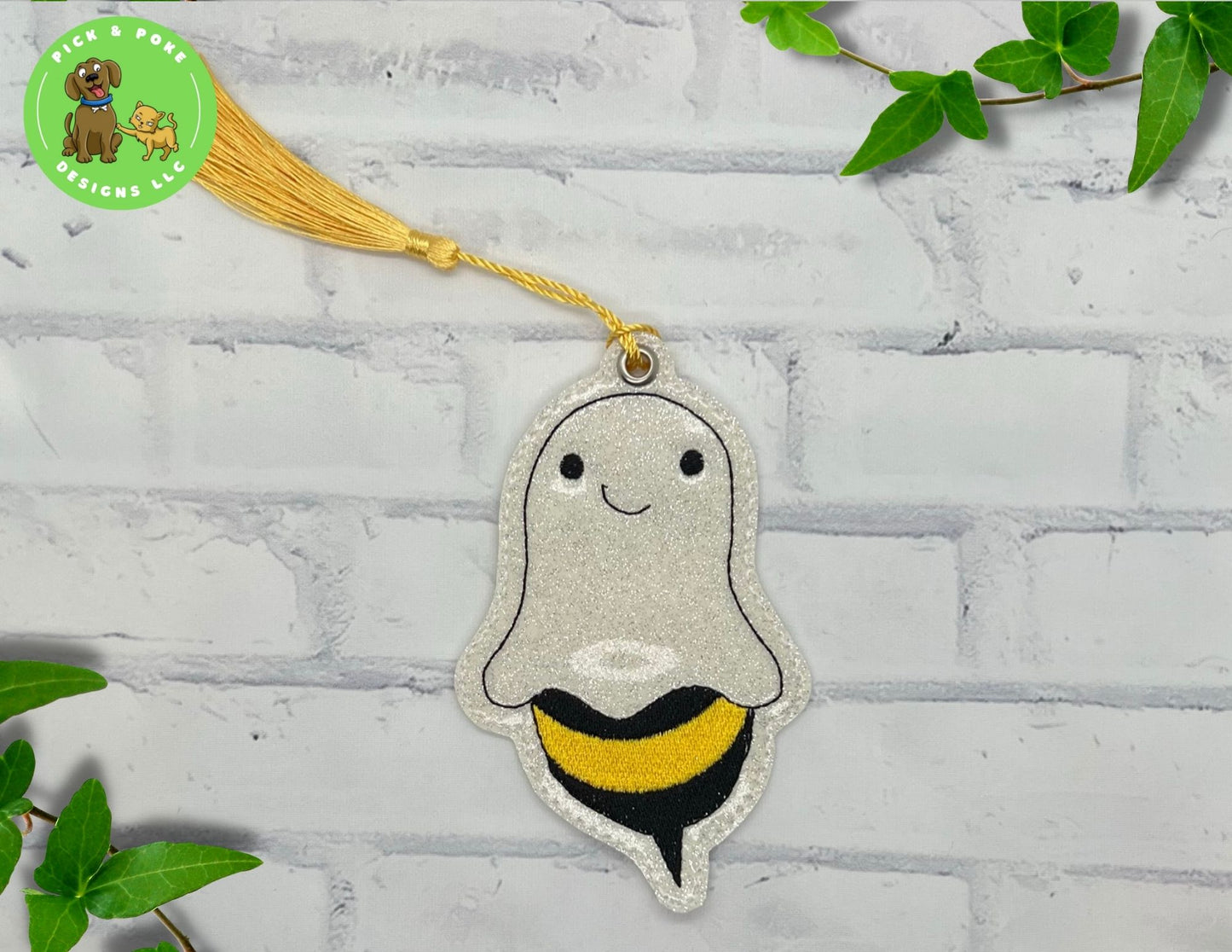 Bee Vinyl Bookmark with Tassel | Boo-Bee Design | Embroidered | Made to Order