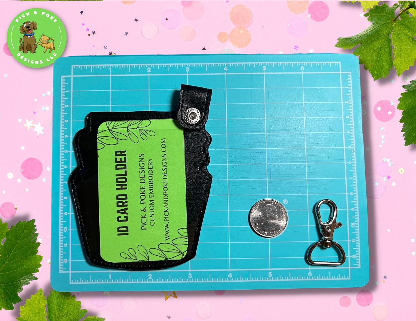 French Fries ID Card Badge Holder with Lobster Clasp | Vinyl Faux Leather | Vertical Protector Case