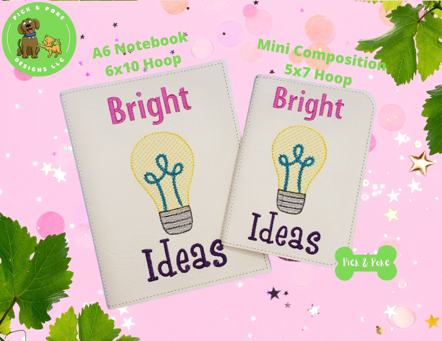 In the Hoop Embroidery Project 5x7 Bright Ideas Mini Composition Notebook Cover