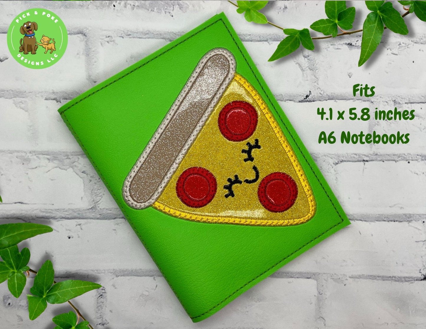 Cute Kawaii Pizza Notebook Cover | A6 Size | Includes 1 Lined A6 Notebook (Custom Made)