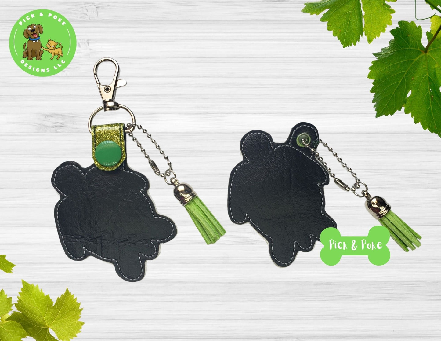 In the Hoop Embroidery Project / Sea Turtle Snap Tab and Eyelet Key Fob / Sketch Fill / Digital File / Instant Download / Set