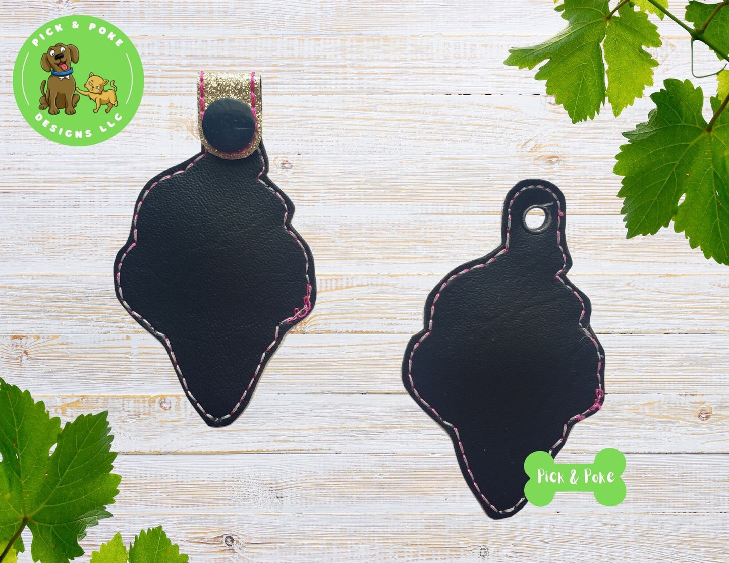 In the Hoop Embroidery Project / Cute Kawaii Ice Cream Snap Tab and Eyelet Key Fob / Gift Tag / Digital File / Instant DOWNLOAD / SetPick and Poke Designs