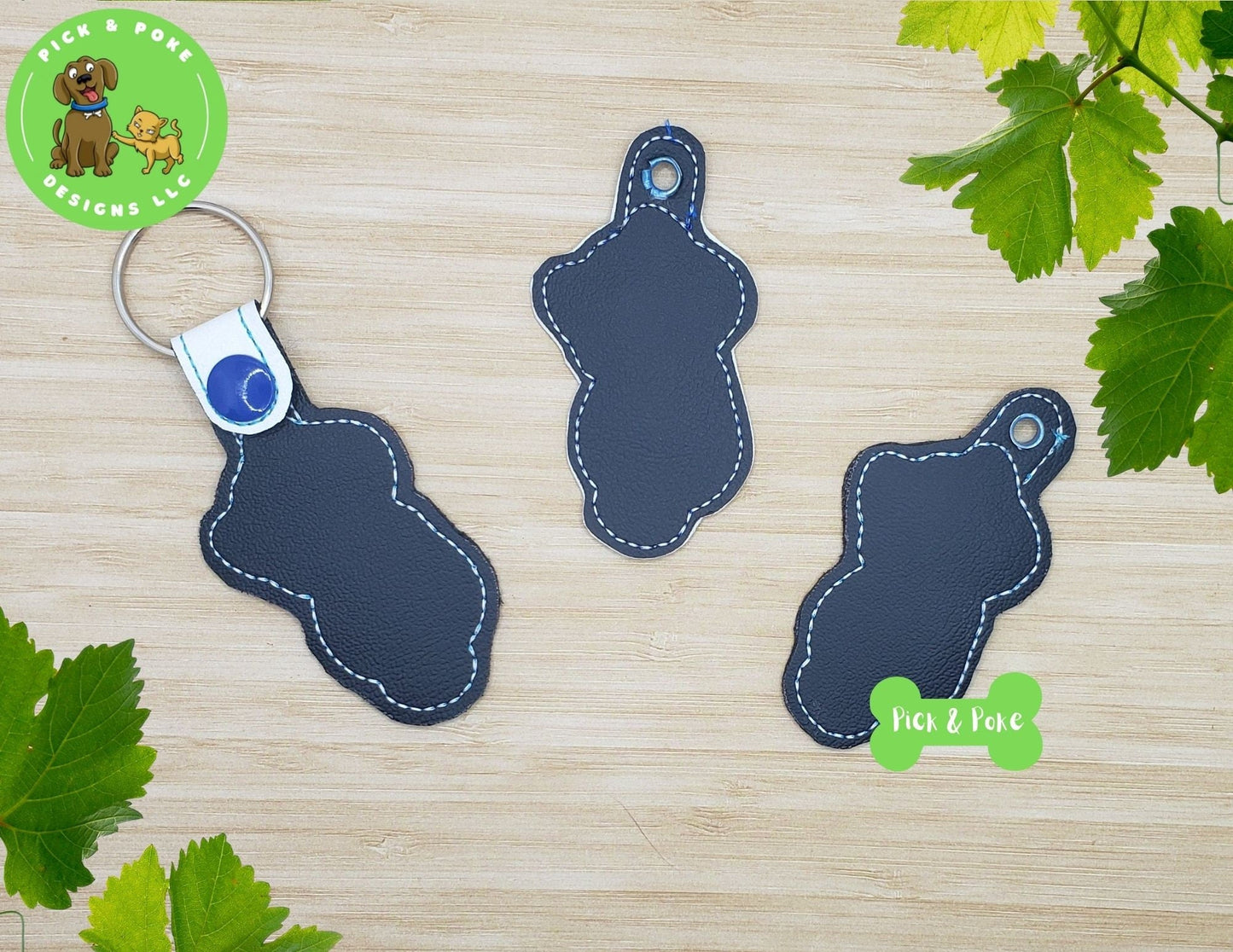 In the Hoop Embroidery Project Cute Cool Cat with Sunglasses Snap Tab and Eyelet Key Fob / Gift Tag / Digital File / Instant DOWNLOAD / ITHPick and Poke Designs