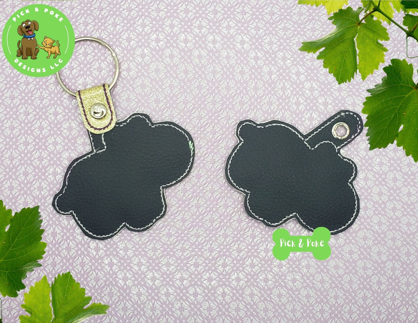 In the Hoop Embroidery Project Cute Applique Hippo Snap Tab and Eyelet Key Fob / Gift Tag / Digital File / Instant DOWNLOAD / ITHPick and Poke Designs