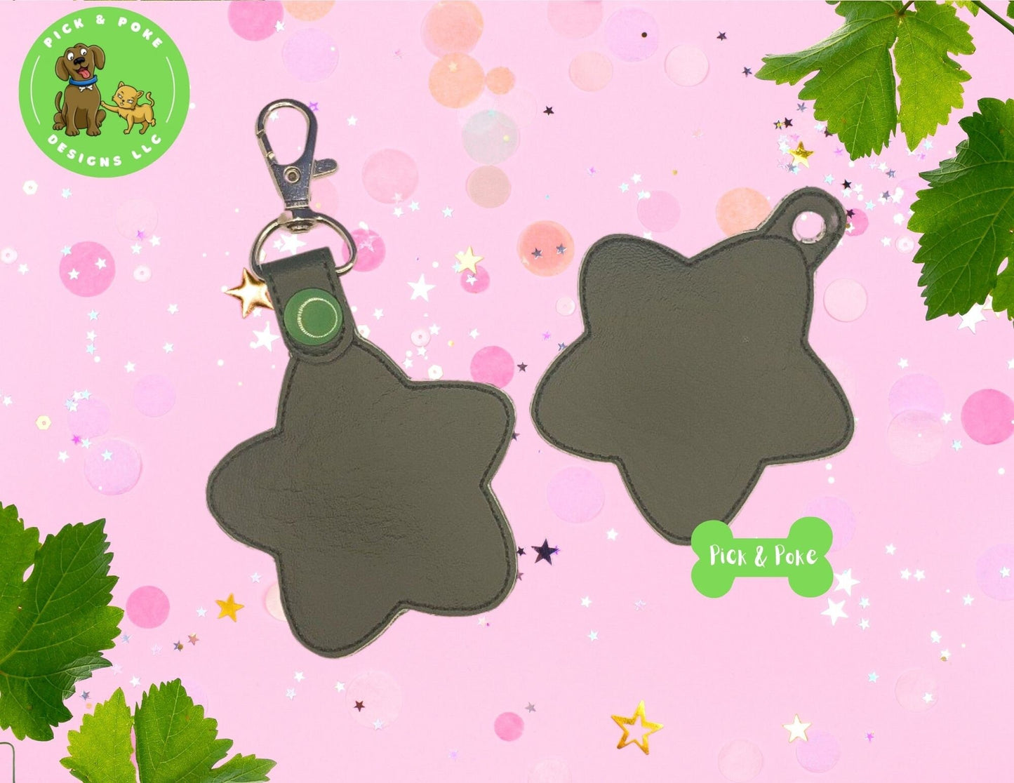 In the Hoop Embroidery Project Applique Star Pumpkin / Snap Tab and Eyelet Key Fob / Gift Tag / Digital File / Instant DOWNLOAD / ITHPick and Poke Designs