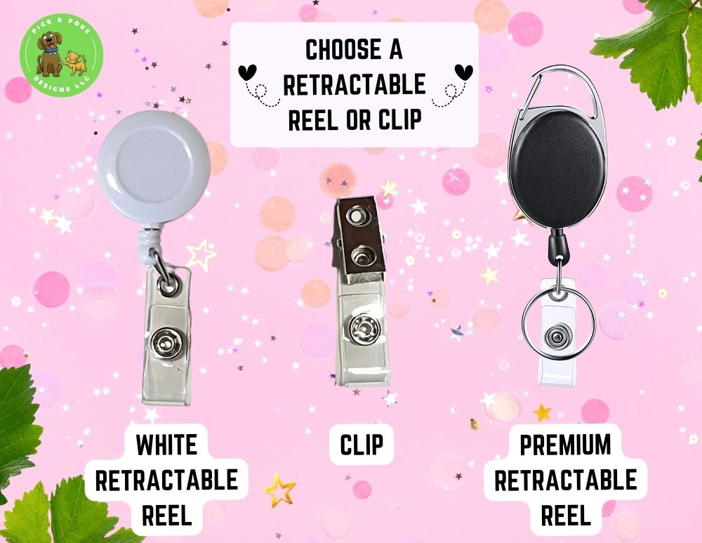 Limited Stock: Pink Pixels Pencil ID Card Badge Holder with Reel or Clip | Faux Leather Vinyl | Vertical Protector Case
