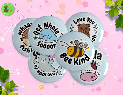 Cute Moody Animal Puns | Pinback Button Pin, Keychain, Magnet, Bottle Opener, or Mirror | 2.25-inch Size