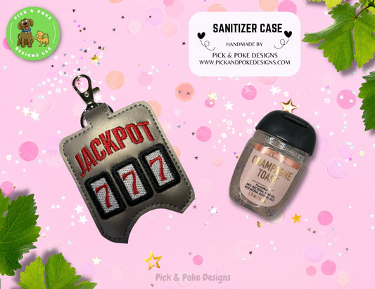 Jackpot Casino Slot Machine Hand Sanitizer Holder Key Chain | Embroidered on Vinyl