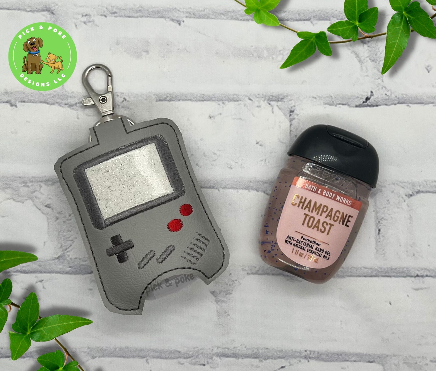 Video Game Hand Sanitizer Holder Key Chain | Embroidered on Vinyl | Custom Made