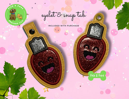 In the Hoop Embroidery Project Christmas Light Bulb Snap Tab and Eyelet Key Fob Design (Digital Download)