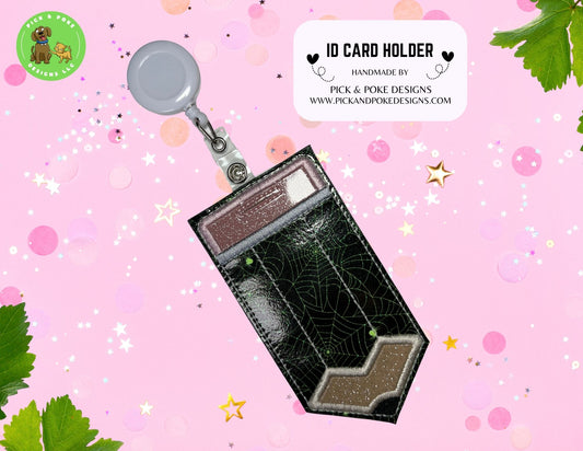Pencil ID Card Badge Holder with Reel or Clip | Glowing Spider Web Design
