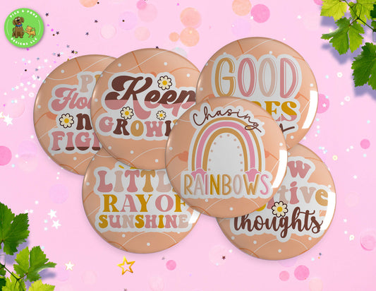 Retro Positive and Inspirational Quotes | Button Pin, Keychain, Magnet, Bottle Opener, or Mirror | 2.25-inch SizePick and Poke Designs