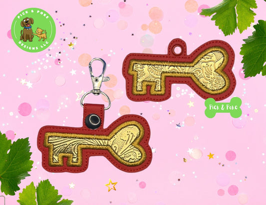 In the Hoop Embroidery Project Heart Shaped Key Snap Tab and Eyelet Set