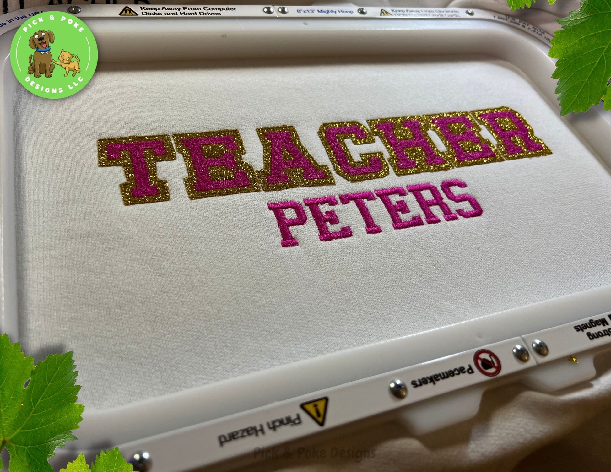 Embroidered teacher design personalized with your name 