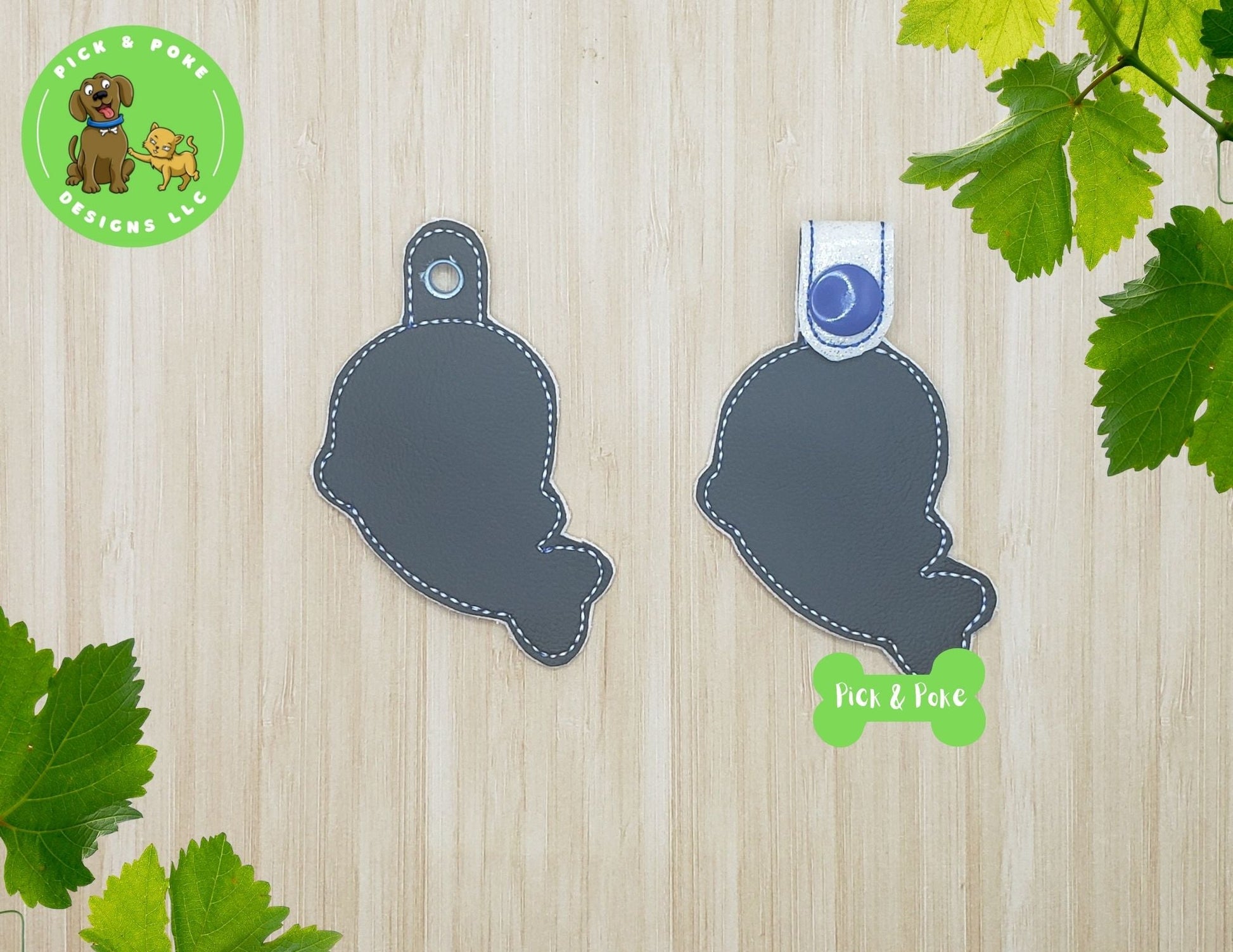 In the Hoop Embroidery Project / Cute Whale Sea Animal Kawaii Snap Tab and Eyelet Key Fob / Gift Tag / Digital File / Instant DOWNLOAD / Set ActivePick and Poke Designs
