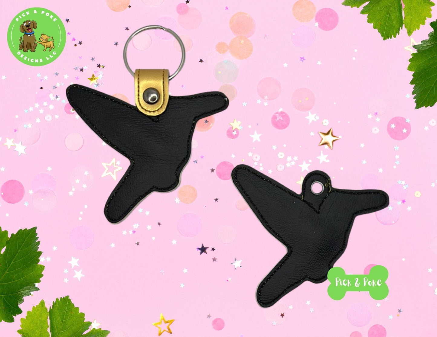 In the Hoop Embroidery Project Geometric Hummingbird  Snap Tab and Eyelet Key Fob ITH Design (Digital Download)