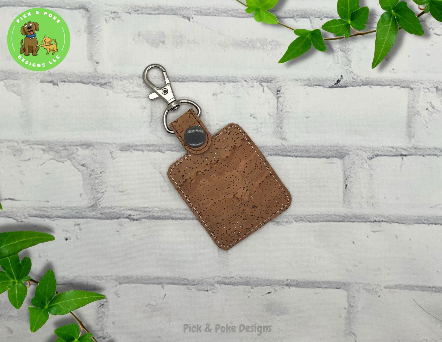 Kiss This Cat Butt Snap Tab Key Chain / Embroidered on Cork Fabric / Custom Made