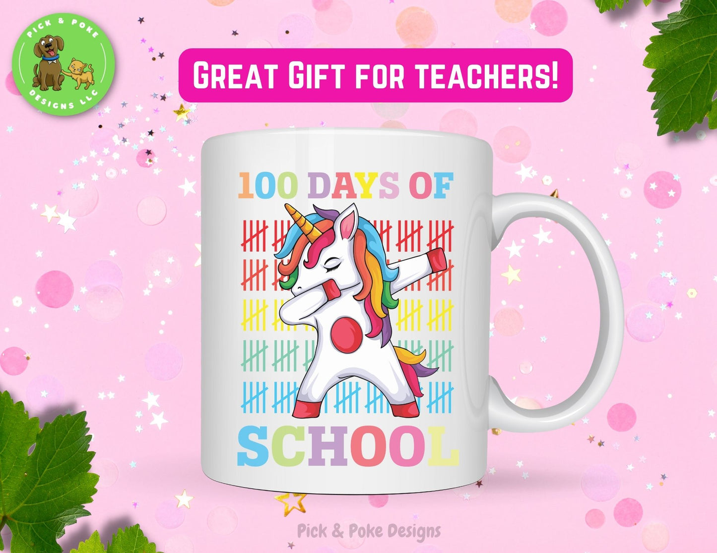 11oz 100 days of school mug is great gift for teachers.