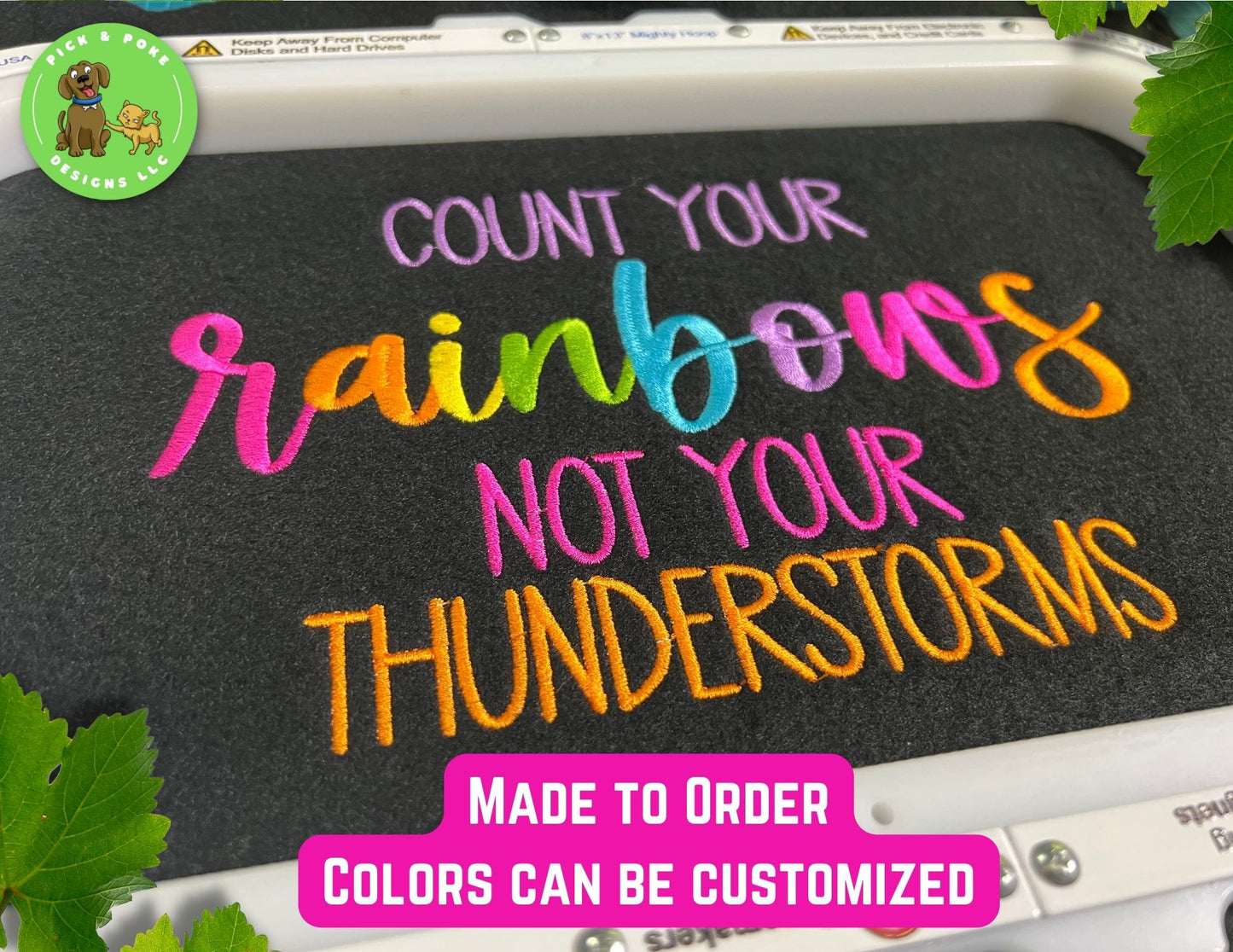 Embroidered Count Your Rainbows Not Your Thunderstorms Sweatshirt | Inspirational Black Crewneck
