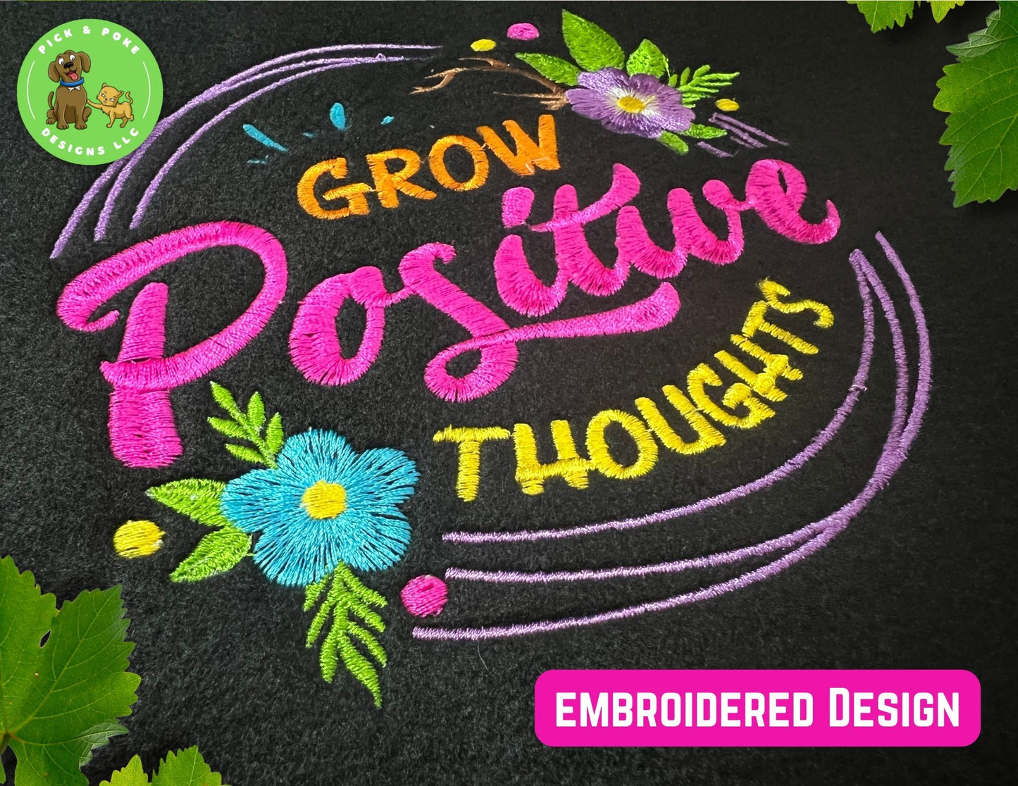 Grow Positive Thoughts Embroidered Sweatshirt | Inspirational Quote Crewneck