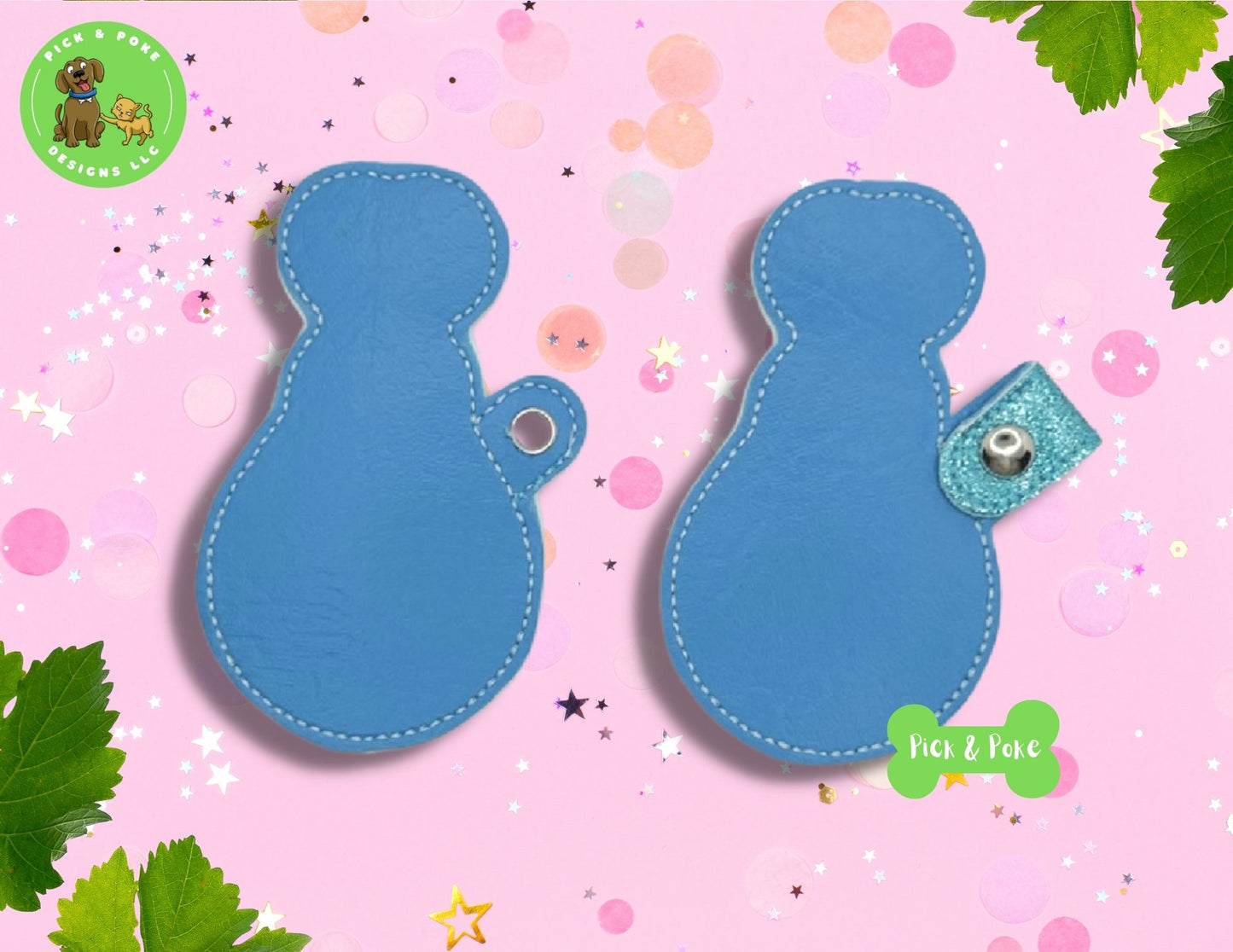 In the Hoop Embroidery Project Cute Applique Drumstick Snap Tab and Eyelet Key Fob Design ITH (Digital Download)