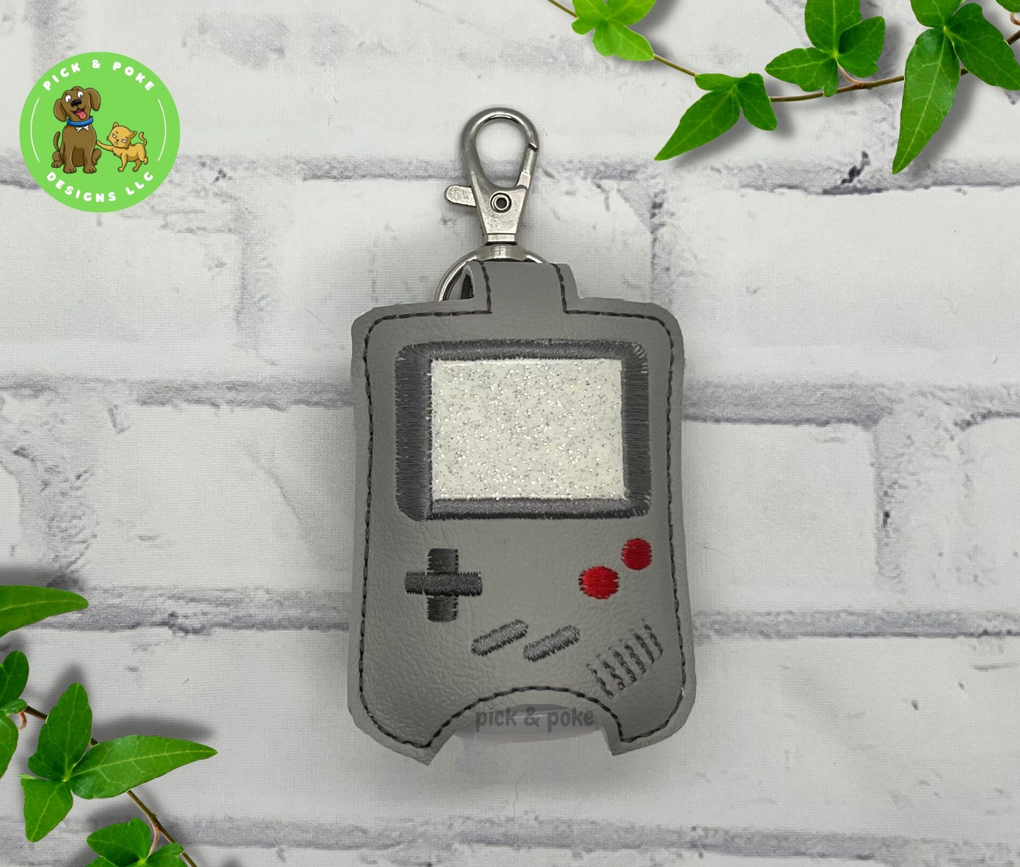 Video Game Hand Sanitizer Holder Key Chain | Embroidered on Vinyl | Custom Made
