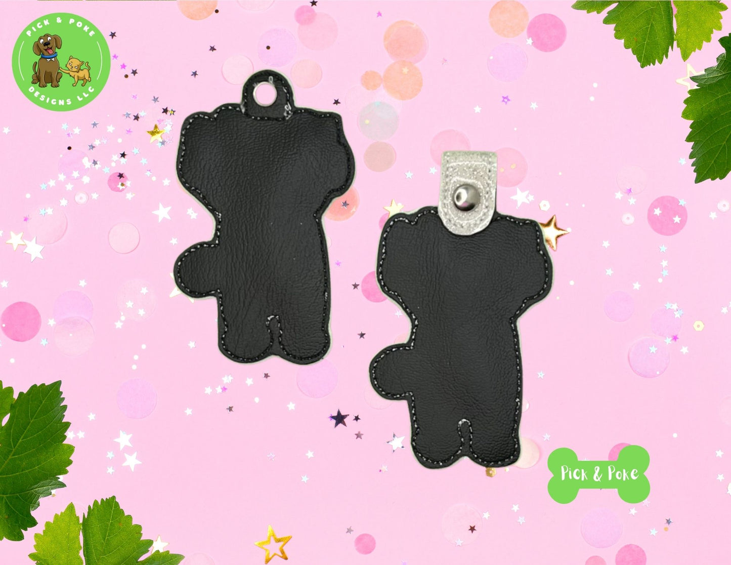 In the Hoop Embroidery Project Cute Cat Scratch  Snap Tab and Eyelet Key Fob (Digital Download)