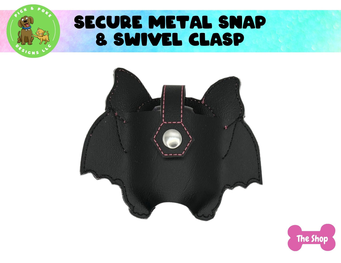 Cute Kawaii Bat Hand Sanitizer Holder Key Chain | Embroidered on Vinyl | Made to Order