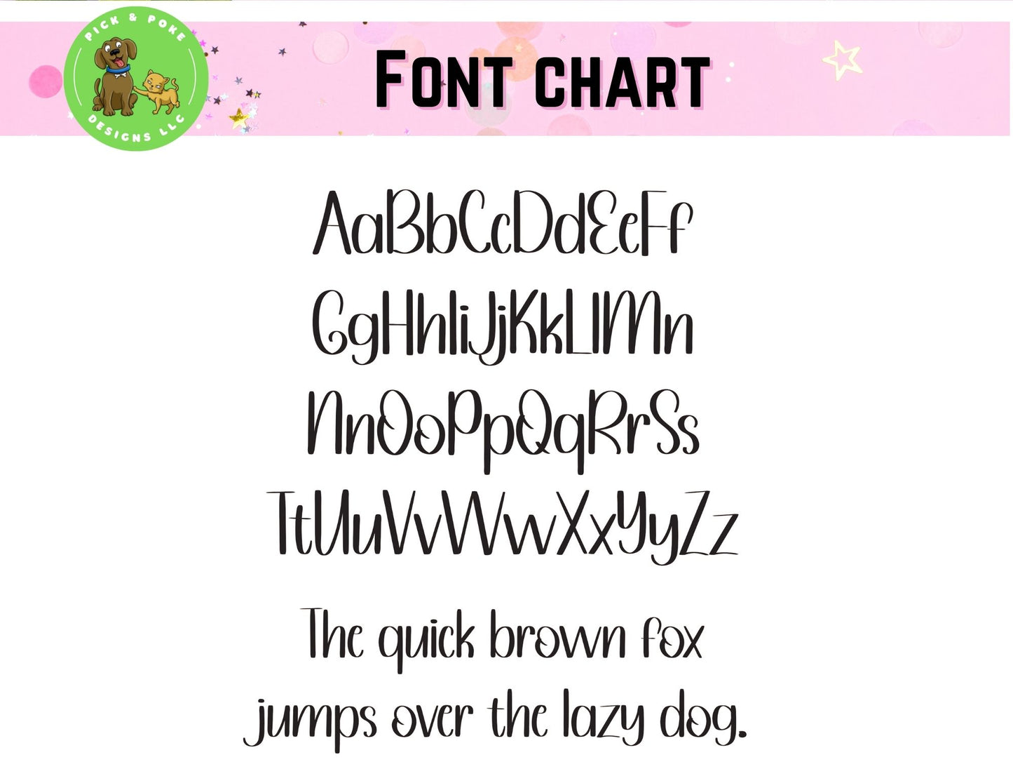 Font chart depicting the hand lettering font used on the teacher mug 