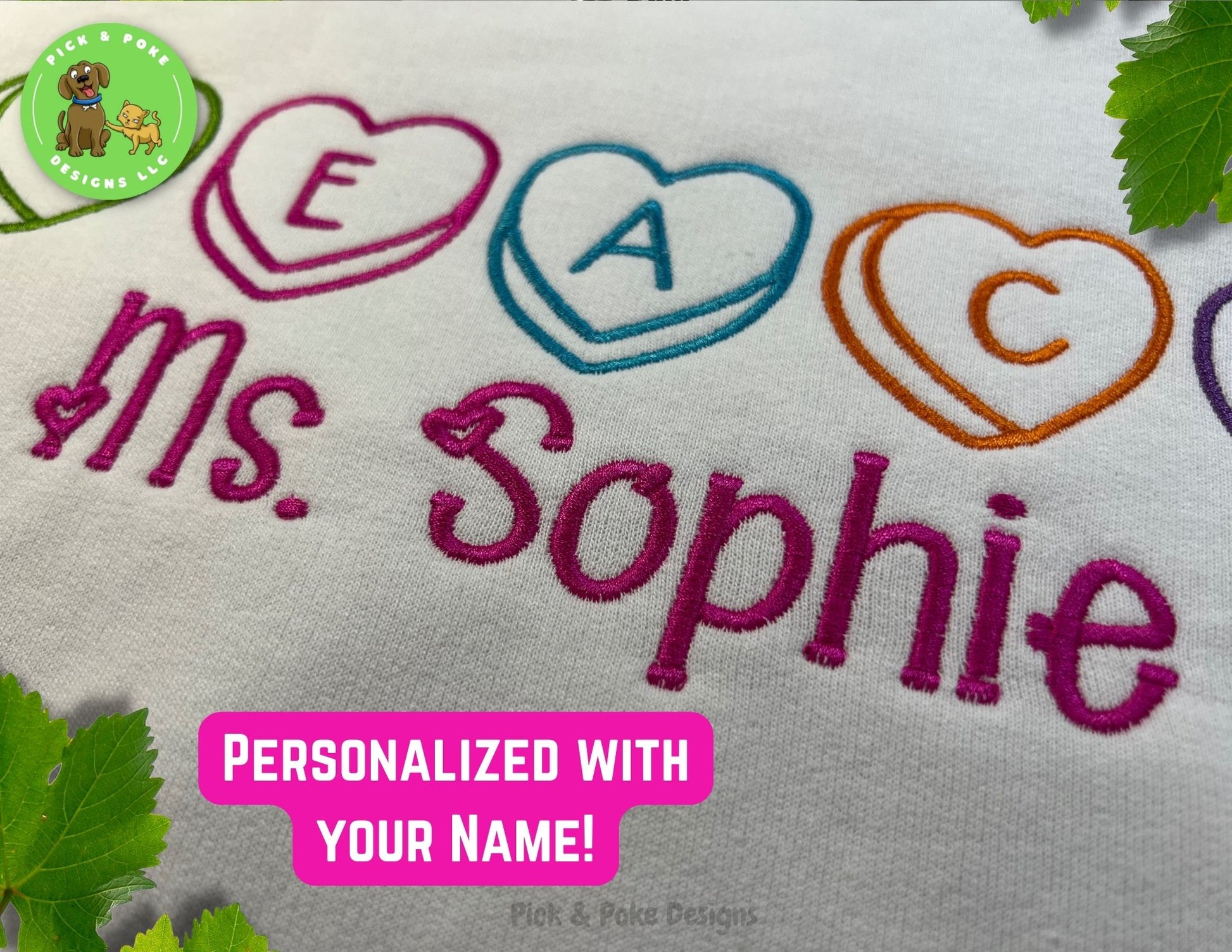 Teach shirt is personalized with your name for a custom piece of clothing that shows your school spirit. 