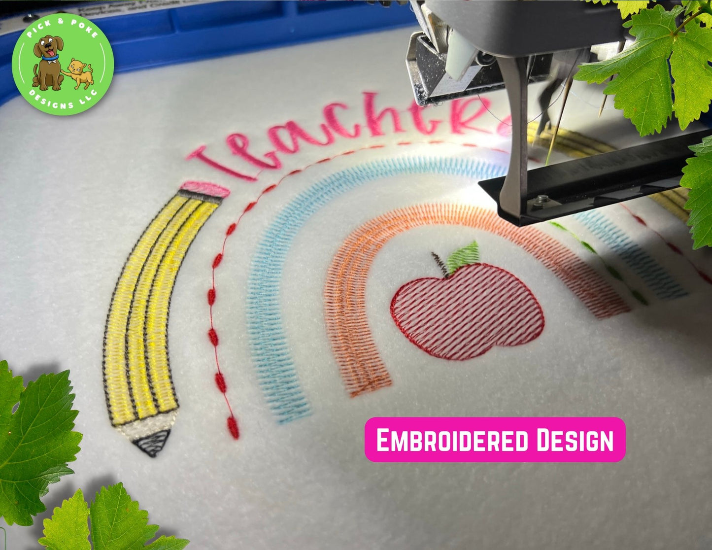Embroidered Rainbow Teacher Crewneck Sweatshirt Personalized with Your Name or School Name
