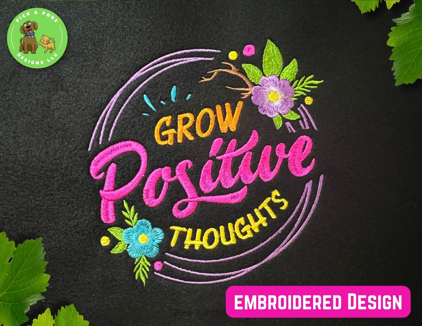 Grow Positive Thoughts Embroidered Sweatshirt | Inspirational Quote Crewneck
