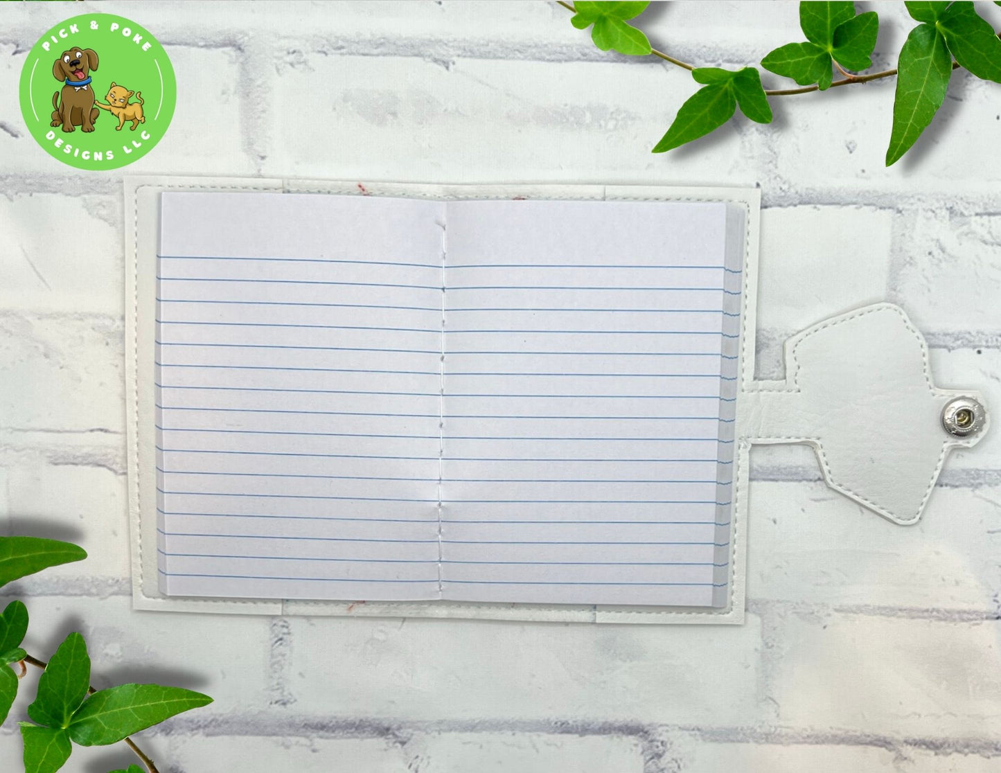 Mini Composition Notebook Cover with Metal Snap / Paper and Pencil Design / Includes 1 Mini Composition Book (Custom Made)