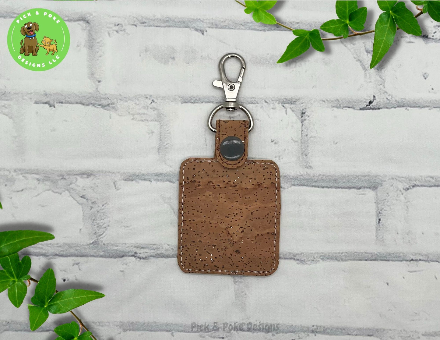 Kiss This Cat Butt Snap Tab Key Chain / Embroidered on Cork Fabric / Custom Made