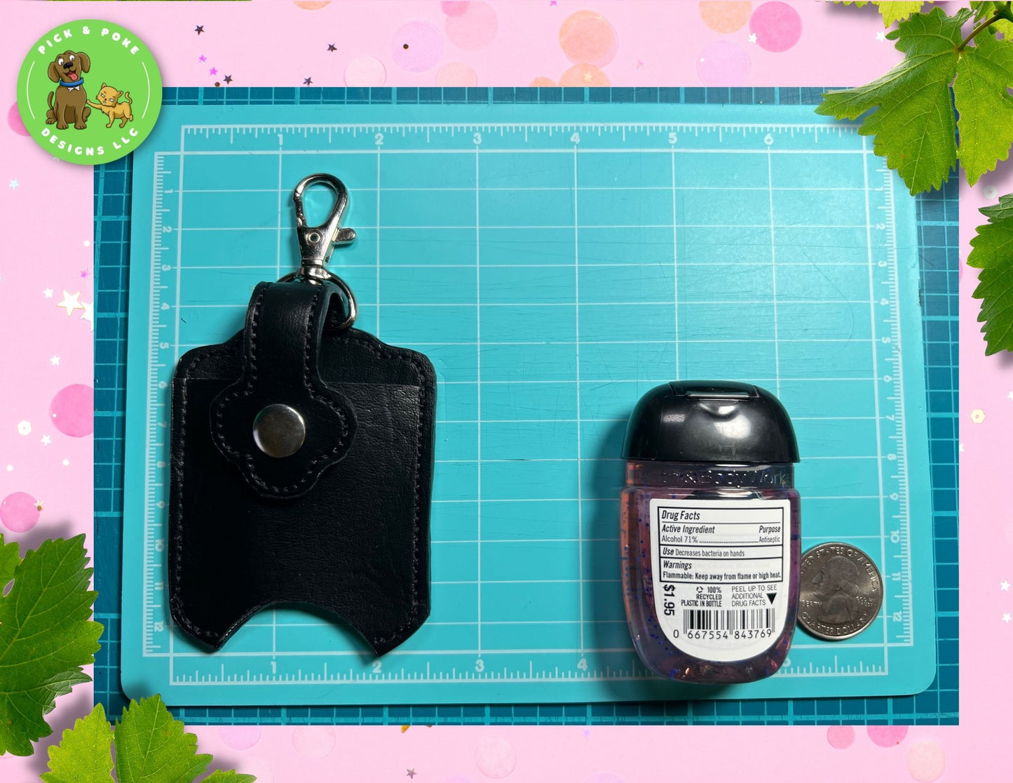 French Fries Hand Sanitizer Holder Key Chain | Embroidered on Black Vinyl