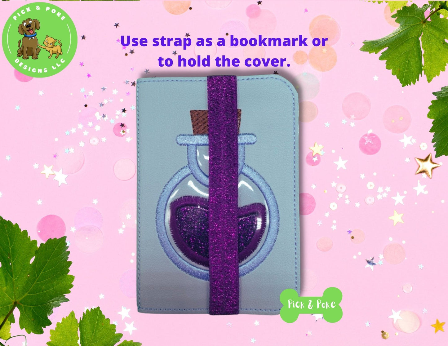 In the Hoop Embroidery Project 5x7 Hoop Mini Composition Book Cover with Potion Bottle Applique