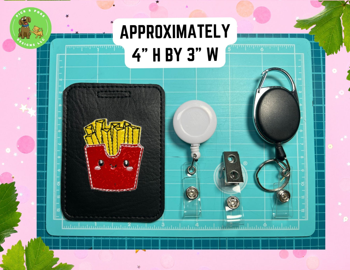 French Fries ID Card Badge Holder with Reel or Clip