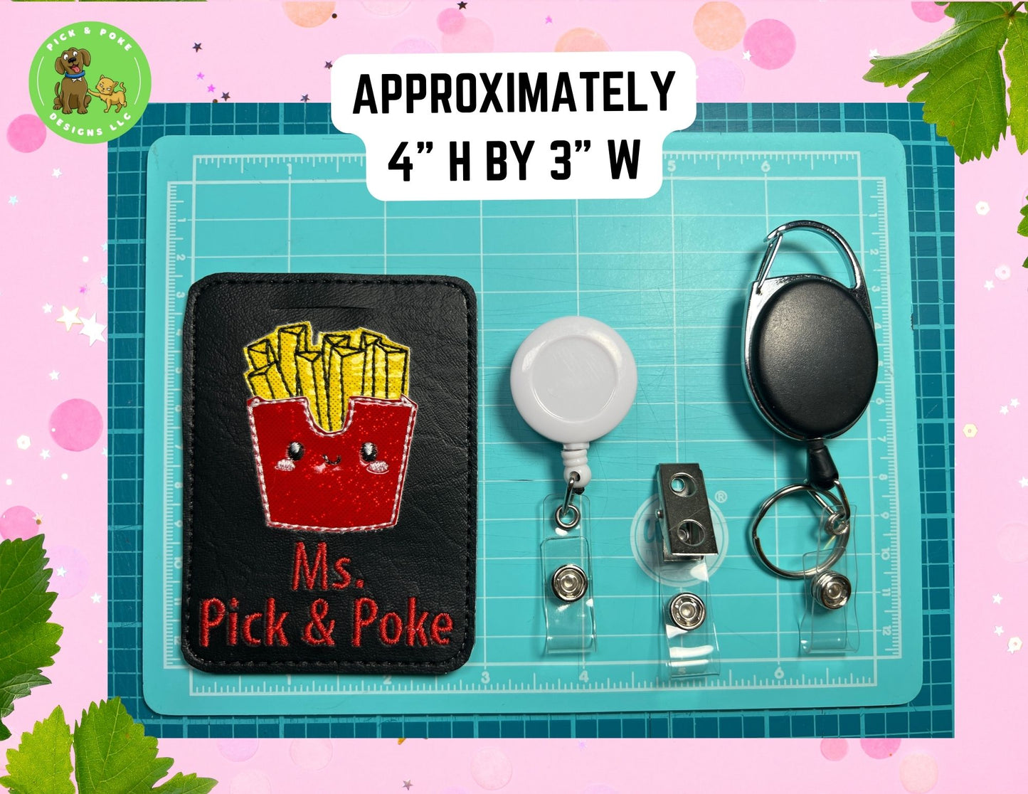 Personalized French Fries ID Card Badge Holder with Reel or Clip