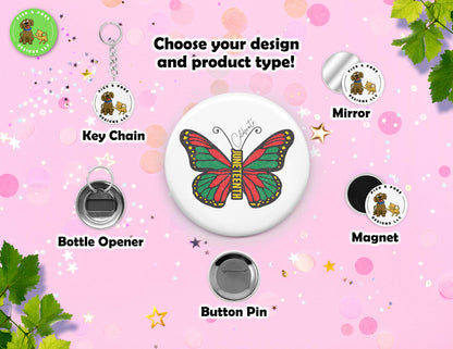 Juneteenth 1865 Freedom Button Pins and Keychain Accessories