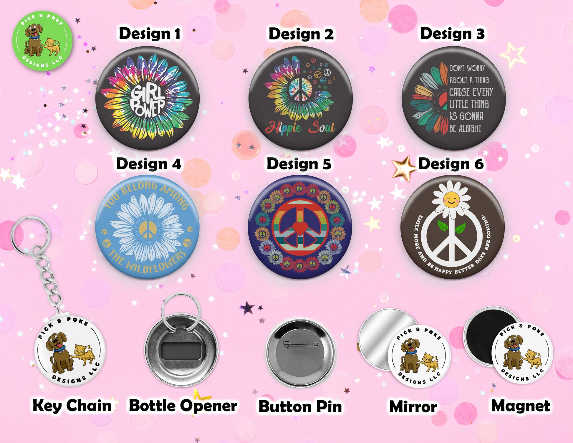 hippie-flower-power-and-peace-sign-button-pins-pick-and-poke-designs for 1 Inch Free Printable Button Designs Hippie Flower Power and Peace Sign Button Pins – Pick and Poke Designs for 1 Inch Free Printable Button Designs